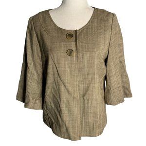 Vintage Y2K Banana Republic Wool Blazer 8 Brown Two Button Puff Sleeve Lined